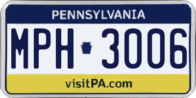 PA license plate MPH3006