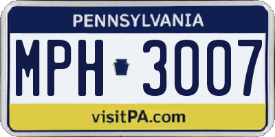 PA license plate MPH3007