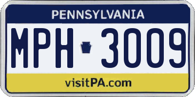 PA license plate MPH3009