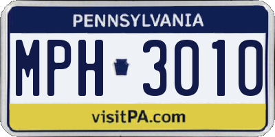 PA license plate MPH3010