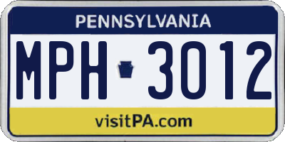 PA license plate MPH3012