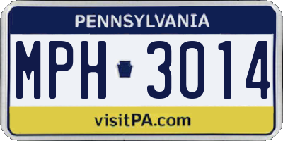 PA license plate MPH3014