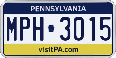 PA license plate MPH3015