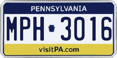 PA license plate MPH3016