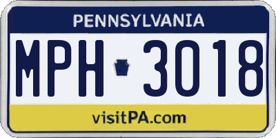 PA license plate MPH3018