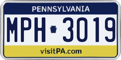 PA license plate MPH3019