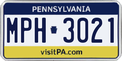 PA license plate MPH3021