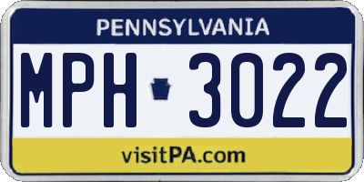 PA license plate MPH3022
