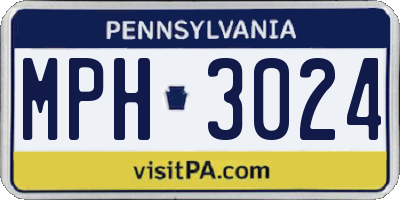 PA license plate MPH3024