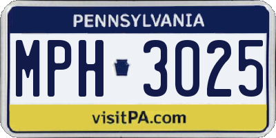 PA license plate MPH3025