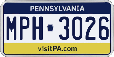 PA license plate MPH3026