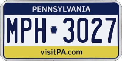PA license plate MPH3027