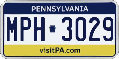 PA license plate MPH3029