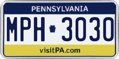 PA license plate MPH3030