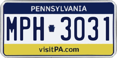 PA license plate MPH3031