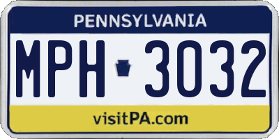 PA license plate MPH3032