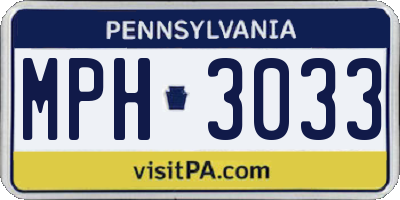 PA license plate MPH3033