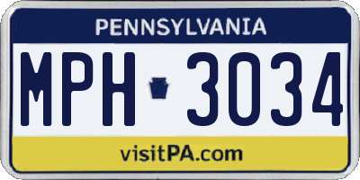PA license plate MPH3034