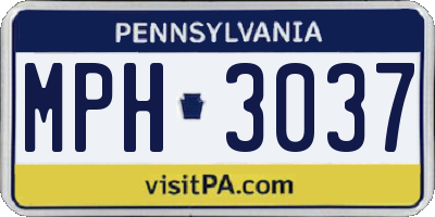 PA license plate MPH3037