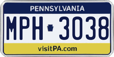 PA license plate MPH3038