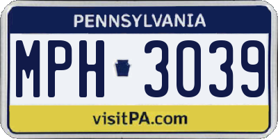 PA license plate MPH3039