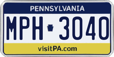 PA license plate MPH3040