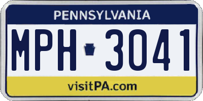 PA license plate MPH3041