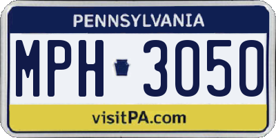 PA license plate MPH3050