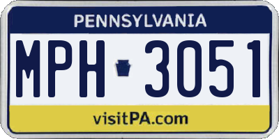 PA license plate MPH3051