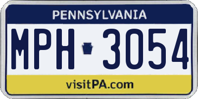 PA license plate MPH3054