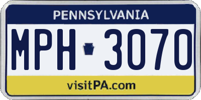 PA license plate MPH3070