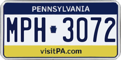 PA license plate MPH3072