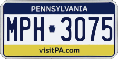 PA license plate MPH3075