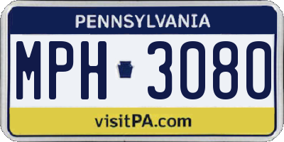 PA license plate MPH3080
