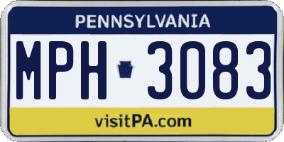 PA license plate MPH3083