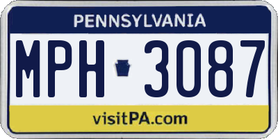 PA license plate MPH3087