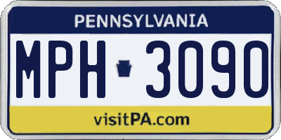 PA license plate MPH3090