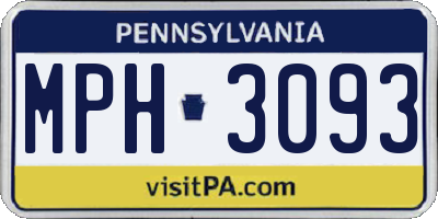 PA license plate MPH3093