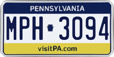 PA license plate MPH3094