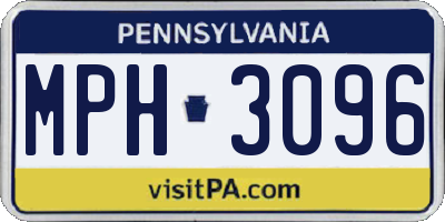 PA license plate MPH3096