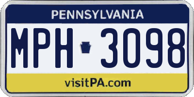 PA license plate MPH3098