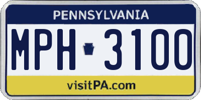 PA license plate MPH3100
