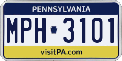 PA license plate MPH3101