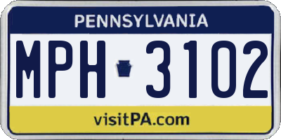 PA license plate MPH3102