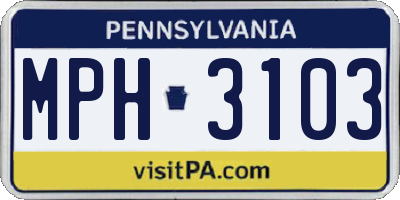 PA license plate MPH3103