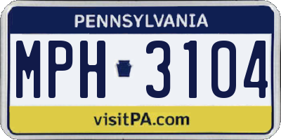 PA license plate MPH3104