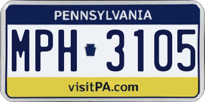 PA license plate MPH3105