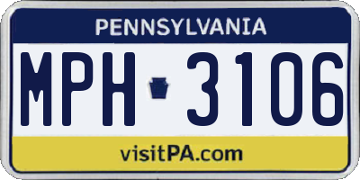 PA license plate MPH3106