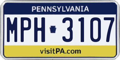PA license plate MPH3107