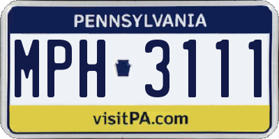 PA license plate MPH3111